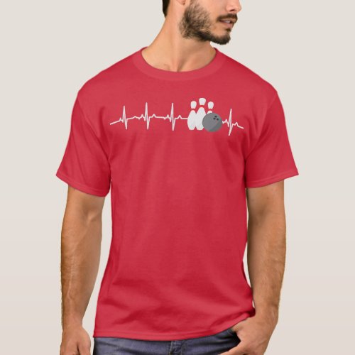 Bowling Heartbeat Funny Bowler League Team Gift Me T_Shirt