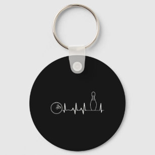 Bowling Heartbeat Graphic Funny Bowling Team Coach Keychain