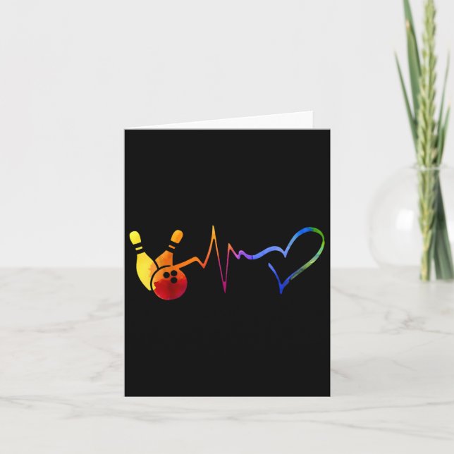 Bowling Heartbeat Tie Dye Colorful Bowling Game Da Card (Front)