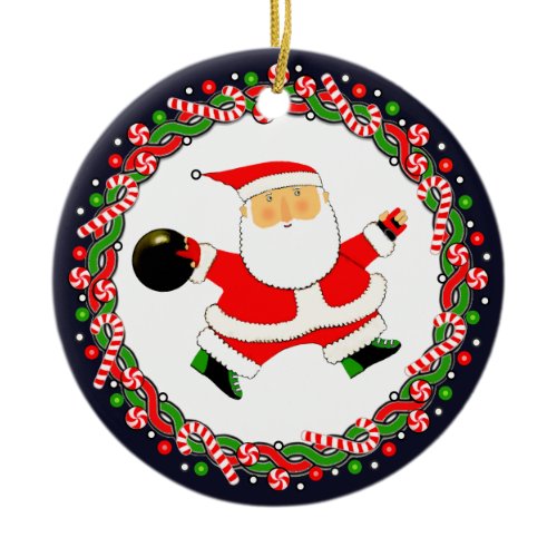 Bowling Holiday Gift Ceramic Ornament