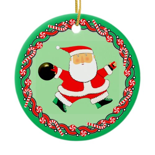Bowling Holiday Gift Ceramic Ornament