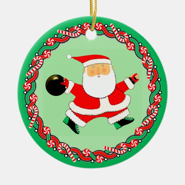 Bowling Holiday Gift Ceramic Ornament (Front)