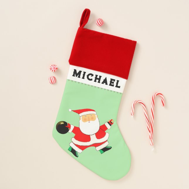 Bowling Holiday Gift Christmas Stocking (Front)