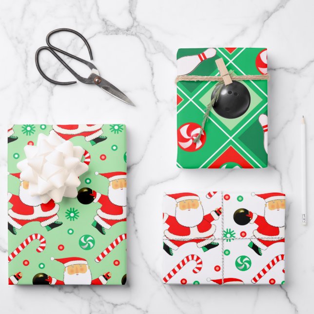 Bowling Holiday Gift Wrapping Paper (Front)