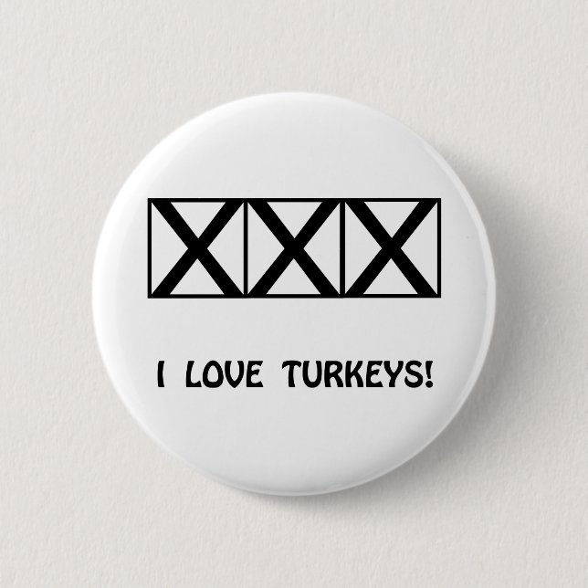 Bowling, I Love Turkeys T-Shirts & Gifts Button (Front)