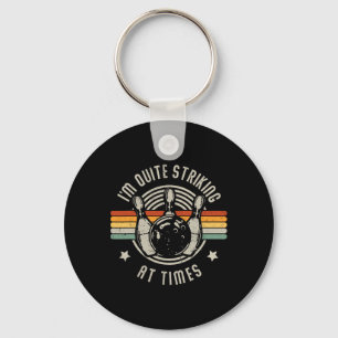 Bowling I'm Quite Striking Funny Vintage Bowler Pu Keychain