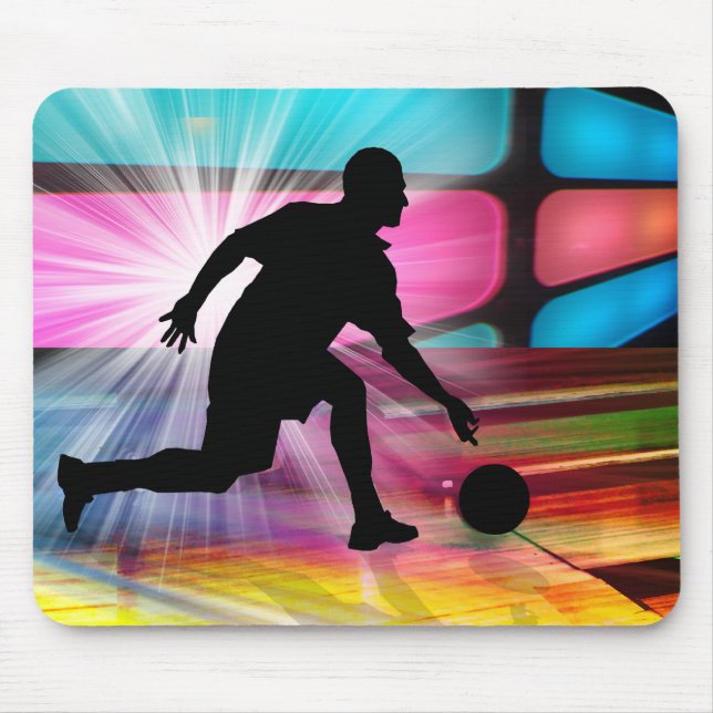 Bowling in a Neon Alley Mouse Pad (Front)