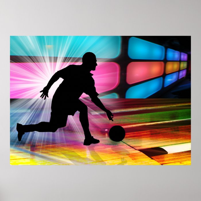 Bowling in a Neon Alley Print