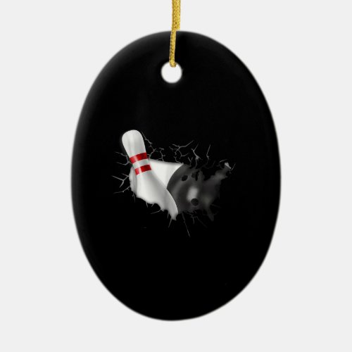 Bowling In Me Sports Heart Cool Bowler Art Sketch Ceramic Ornament