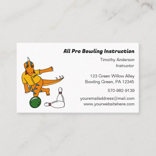 Bowling Instructor Bowling Alley Dinosaur  Business Card