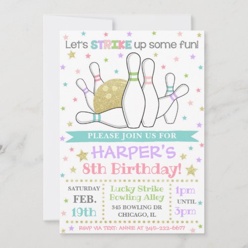 Bowling Invitation Bowling Birthday Invite