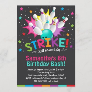 Bowling Invitation  Bowling Birthday Invite by ApplePaperie at Zazzle