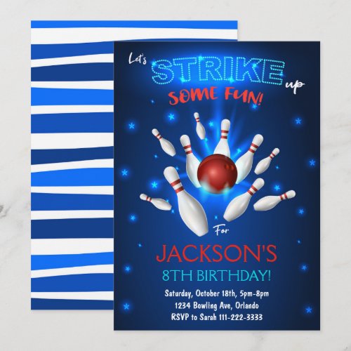 Bowling Invitation, Bowling Birthday Invite