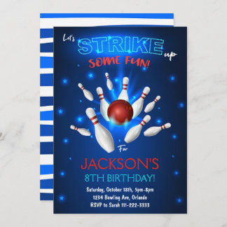 Bowling Invitation, Bowling Birthday Invite