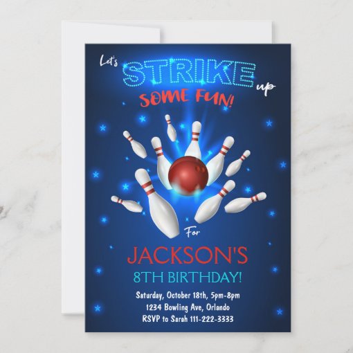 Bowling Invitation, Bowling Birthday Invite | Zazzle