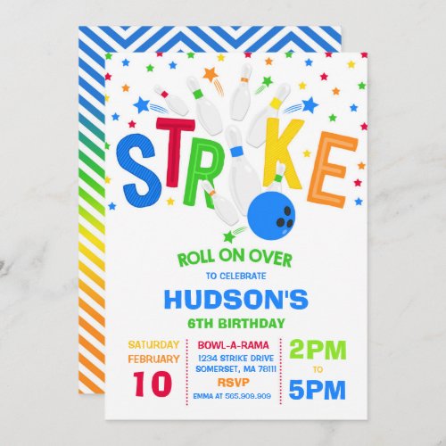 Bowling Invitation Bowling Birthday Party Strike