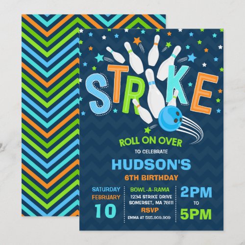 Bowling Invitation Bowling Birthday Party Strike