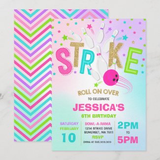 Bowling Invitation Bowling Birthday Party Strike