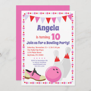 Bowling Invitation Girls Bowling Birthday Party
