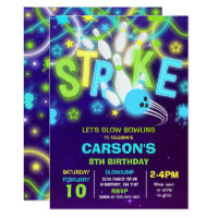 Bowling Invitation Glow Neon Bowling Birthday