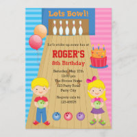 Bowling Invitations (Boy Girl Twins Blonde)