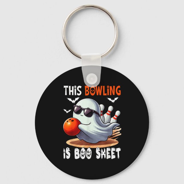 Bowling Is Boo Sheet Halloween Costume Player Team Keychain (Front)