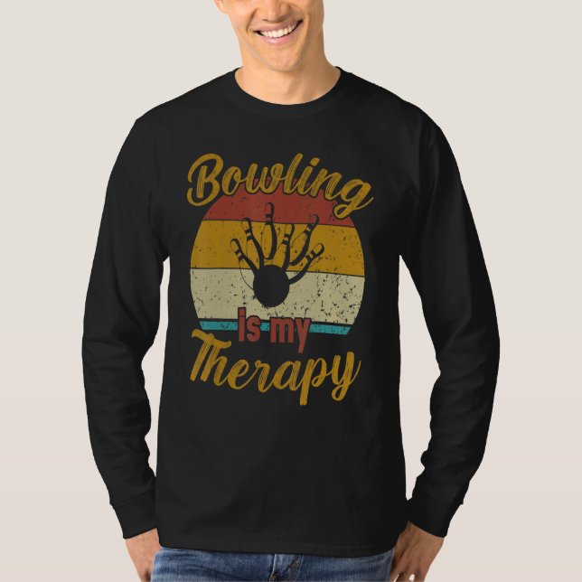 Bowling Is My Therapy Retro Bowling T-Shirt (Front)