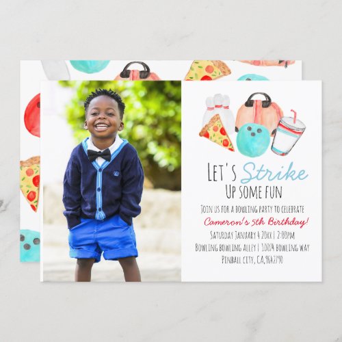 Bowling kid birthday party photo Invitation