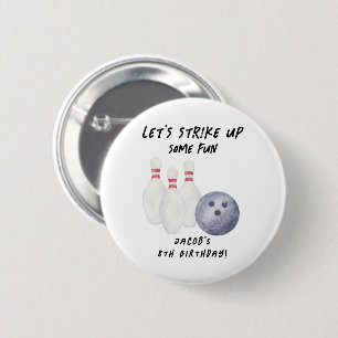 Bowling Kids Birthday Party Button
