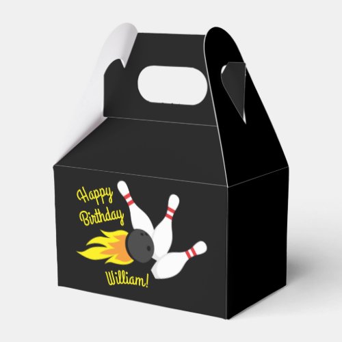 Bowling Kids Birthday Party Cute Sports Black Favor Boxes