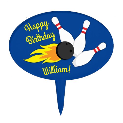 Bowling Kids Birthday Party Cute Sports  Cake Topper