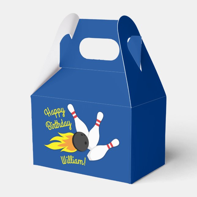 Bowling Kids Birthday Party Cute Sports  Favor Boxes (Back Side)