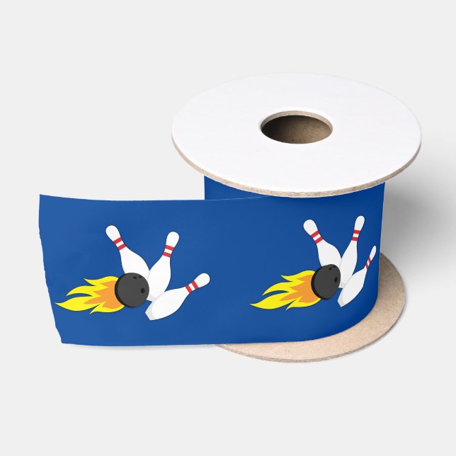 Bowling Kids Birthday Party Cute Sports  Satin Rib Ribbon (Spool)