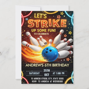 Bowling Kids Birthday party Invitation