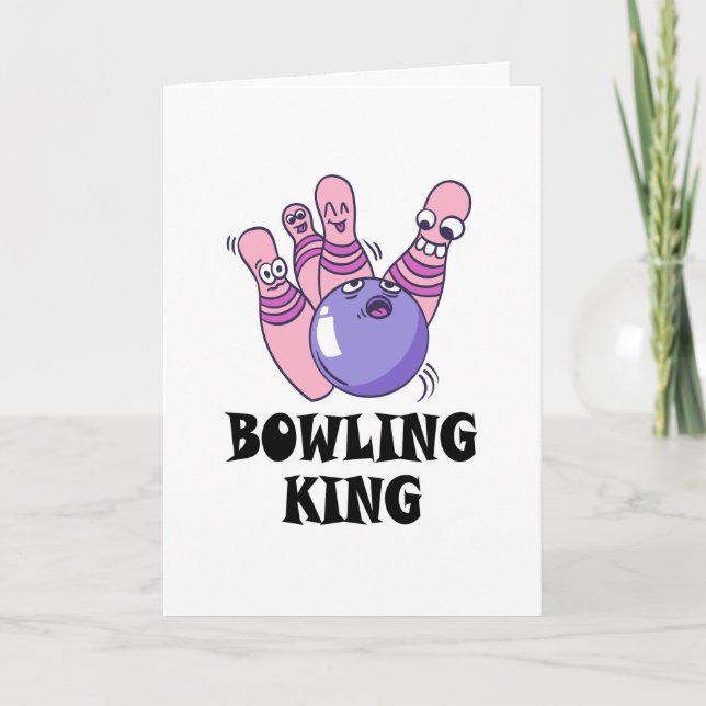 Bowling King Childrens Birthday Party Card (Front)