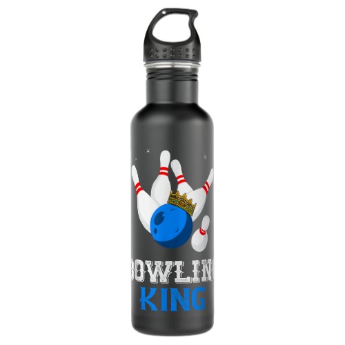 Bowling King Crown Bowler Bowling Team Strike Bowl Stainless Steel Water Bottle