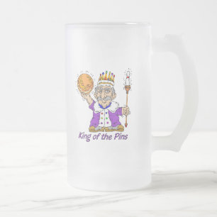 Bowling: King Of The Pins Frosted Glass Beer Mug