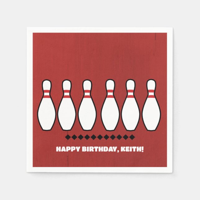 Bowling League Birthday Party Napkins (Front)