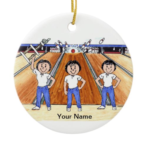 Bowling League - Three Females Ceramic Ornament