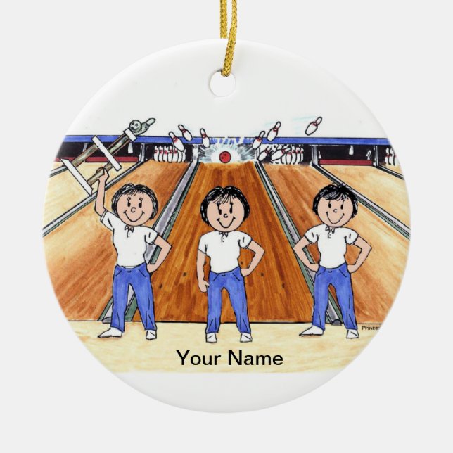 Bowling League - Three Females Ceramic Ornament (Front)