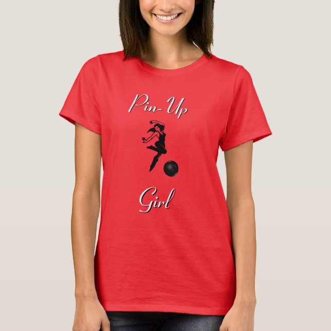 Bowling League Women's Pin-Up Girl bowling  T-Shirt (Front)