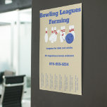 Bowling Leagues Flyer Tear Off Strips<br><div class="desc">Get the word out about your bowling alley or bowling league with these eye-catching flyers. They feature an illustration of a bowling ball and bowling pins. All of the text is ready for your custom touch. Perfect for hanging up in coffee shops, community centers and on other bulletin boards to...</div>