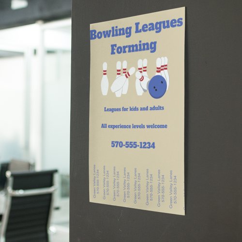 Bowling Leagues Flyer Tear Off Strips