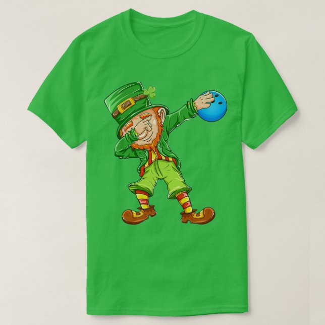 Bowling Leprechaun Happy St Patricks T T-Shirt (Design Front)