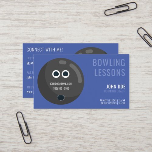 Bowling Lessons Business Card for Bowling Coaches