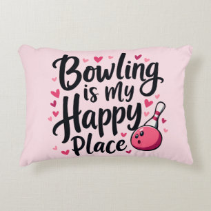 Bowling Lover Cute Retro Aesthetic Sports Design Accent Pillow