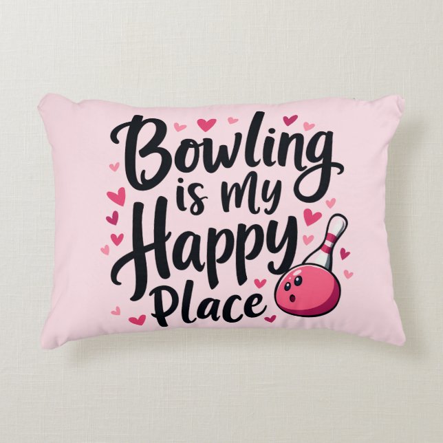 Bowling Lover Cute Retro Aesthetic Sports Design Accent Pillow (Front)