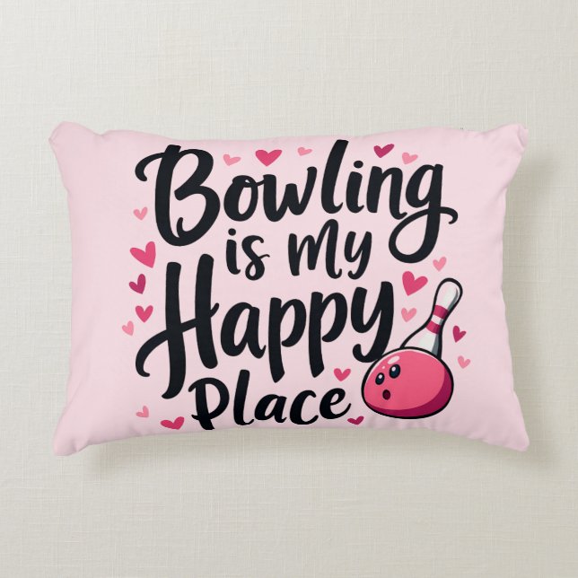 Bowling Lover Cute Retro Aesthetic Sports Design Accent Pillow (Front)