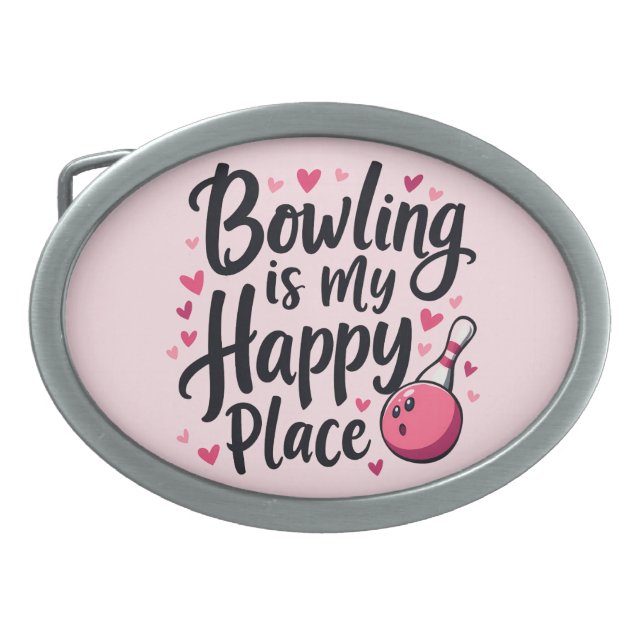 Bowling Lover Cute Retro Aesthetic Sports Design Belt Buckle (Front)