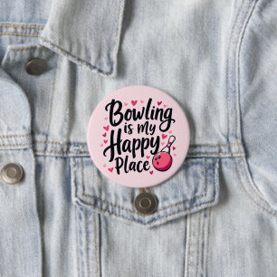 Bowling Lover Cute Retro Aesthetic Sports Design Button